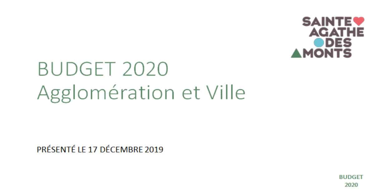 Adoption du budget 2020 et du programme triennal d’immobilisation – Ville