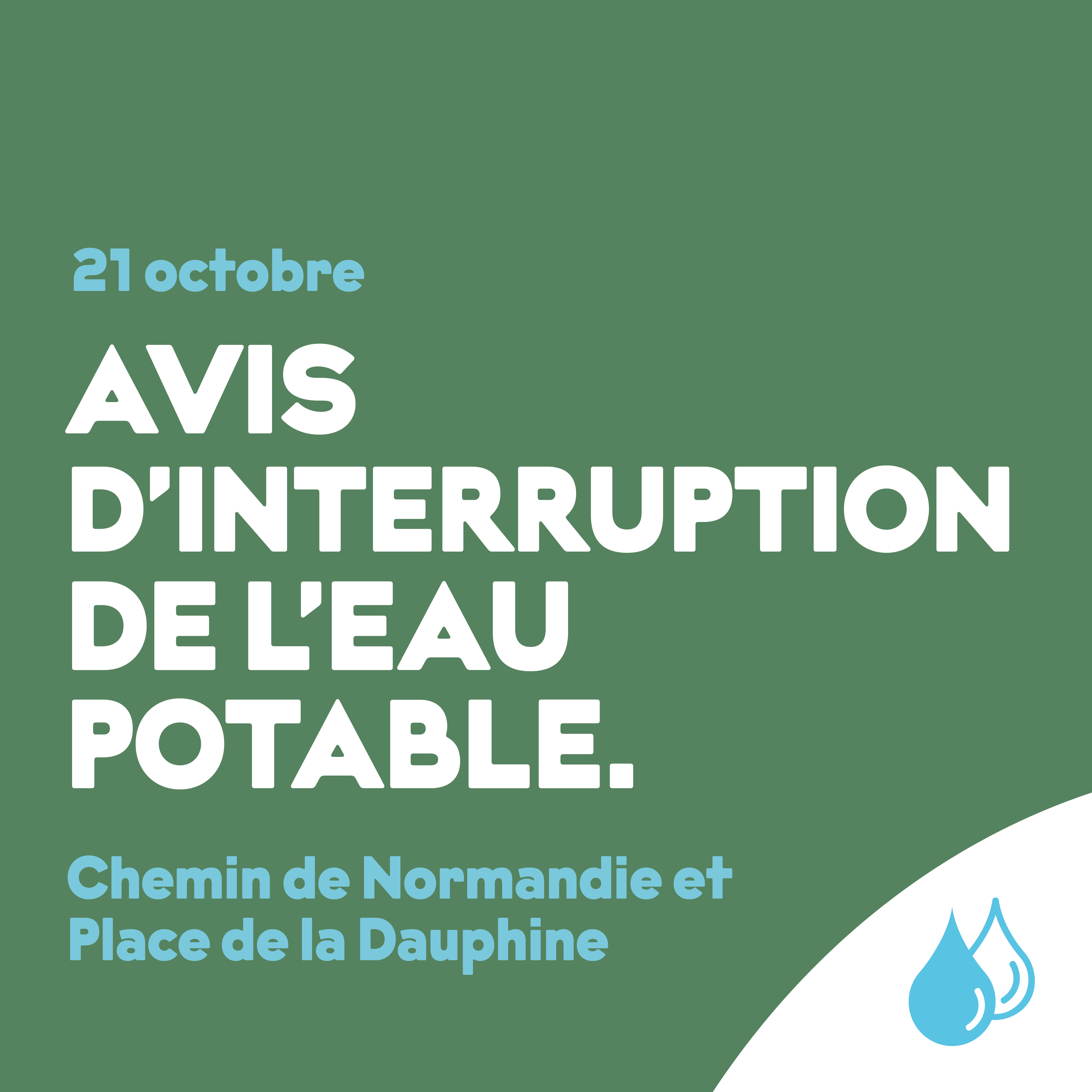 Remplacement de borne incendie: interruption d’eau sur le chemin de Normandie et la Place de la Dauphine le 21 octobre