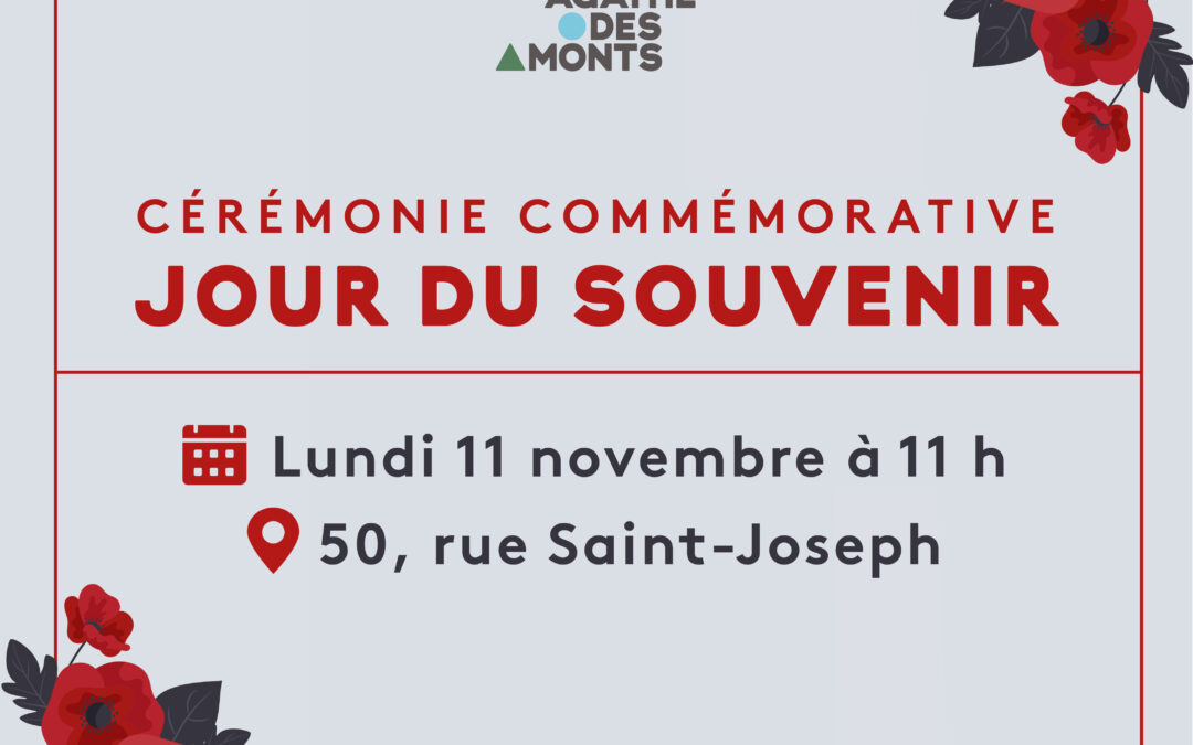 Invitation: assistez à la cérémonie commémorative du jour du Souvenir le 11 novembre