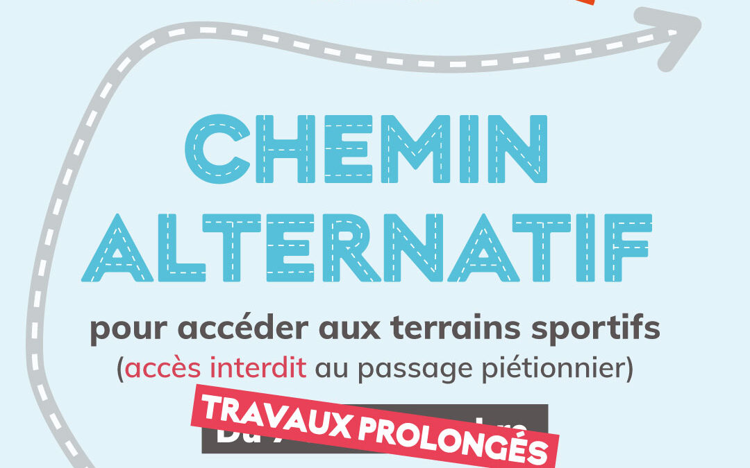 **Travaux prolongés jusqu’au 18 octobre** Un chemin alternatif pour accéder aux terrains sportifs du centre sportif Damien-Hétu du 7 au 11 octobre