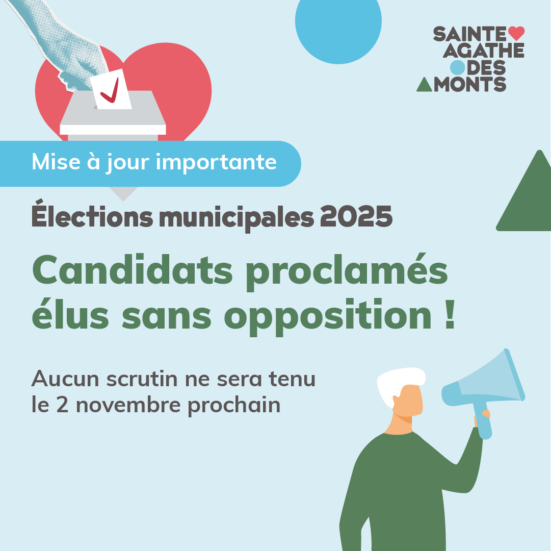 Une première depuis la fusion: maire et conseillers proclamés élus sans opposition à Sainte-Agathe-des-Monts