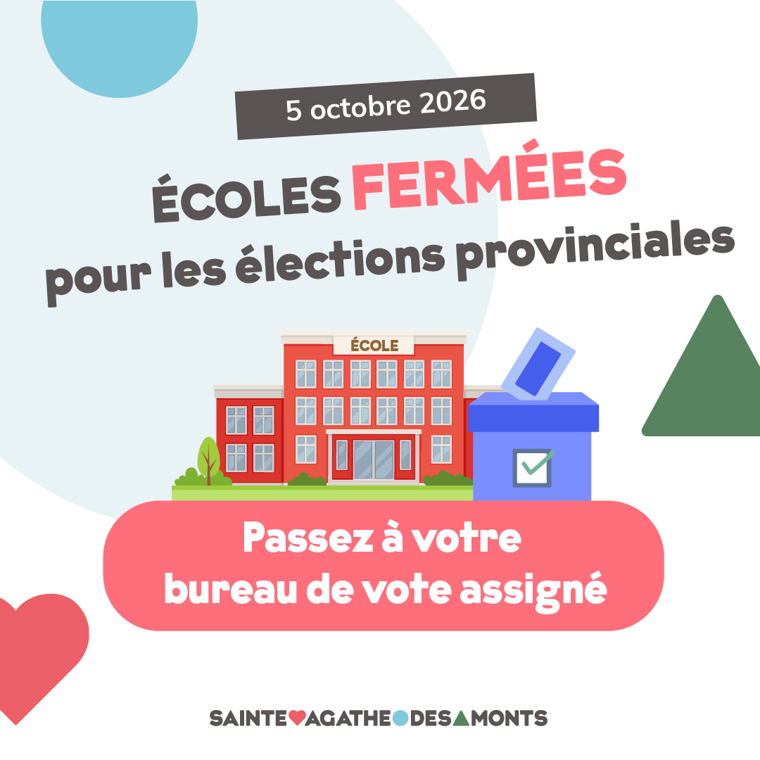 Élections du 5 octobre! Votre école devient un lieu de vote : activités annulées et accès restreint aux gymnases